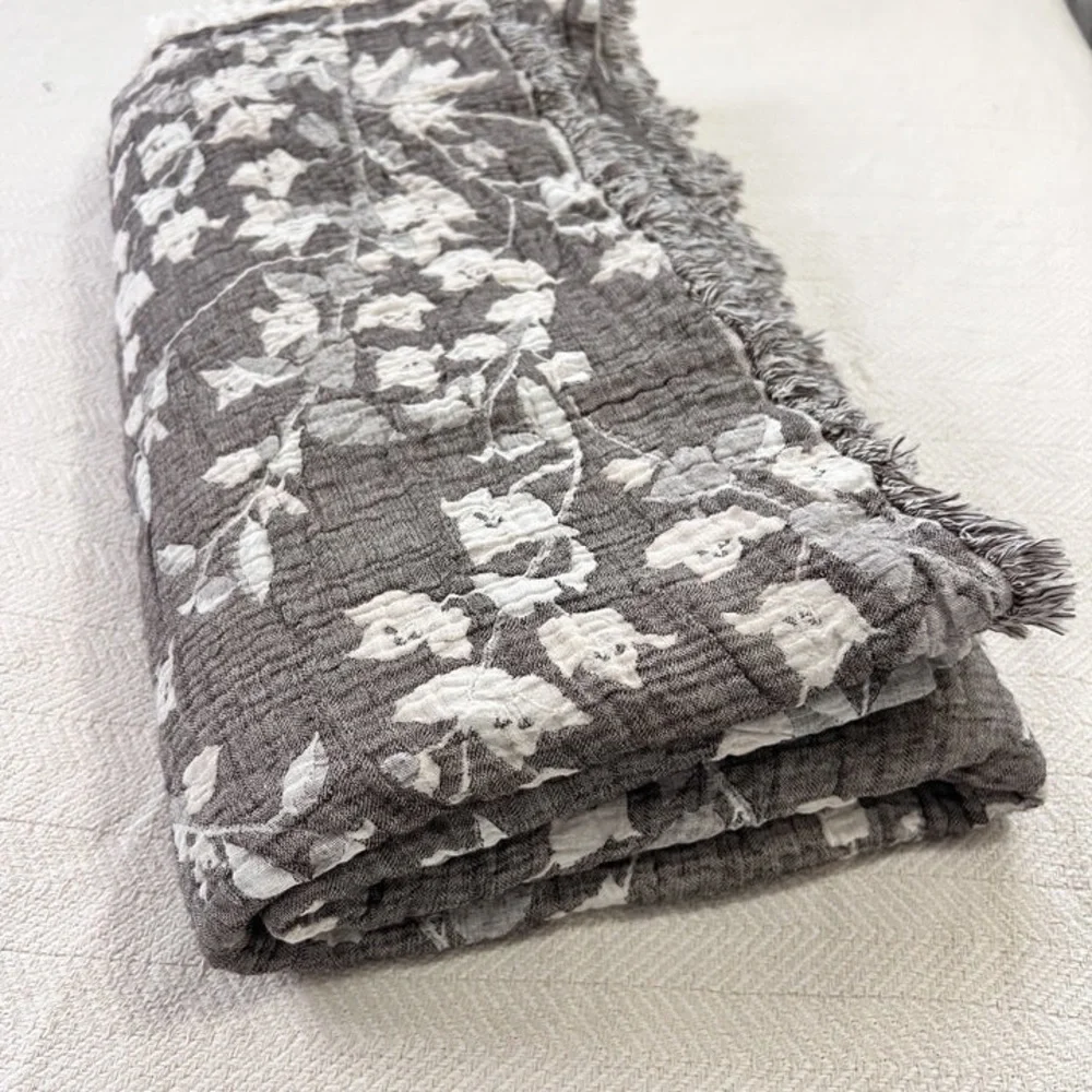 Queen Organic Cotton 2 Side Loom Weave Bedspread Earth Brown Ecru Bedspread NEW